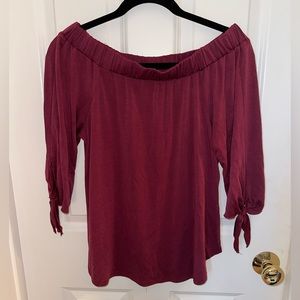 Burgundy Off Shoulder Shirt